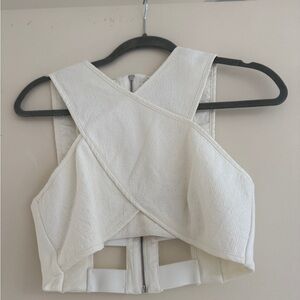 CBG runway cropped white cutout top with zipper